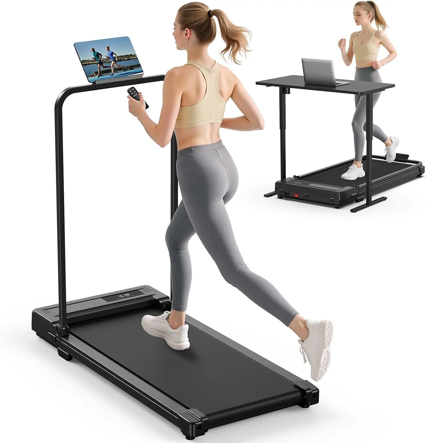 Cinta de correr plegable FoldFit con barra de apoyo — imagen 1