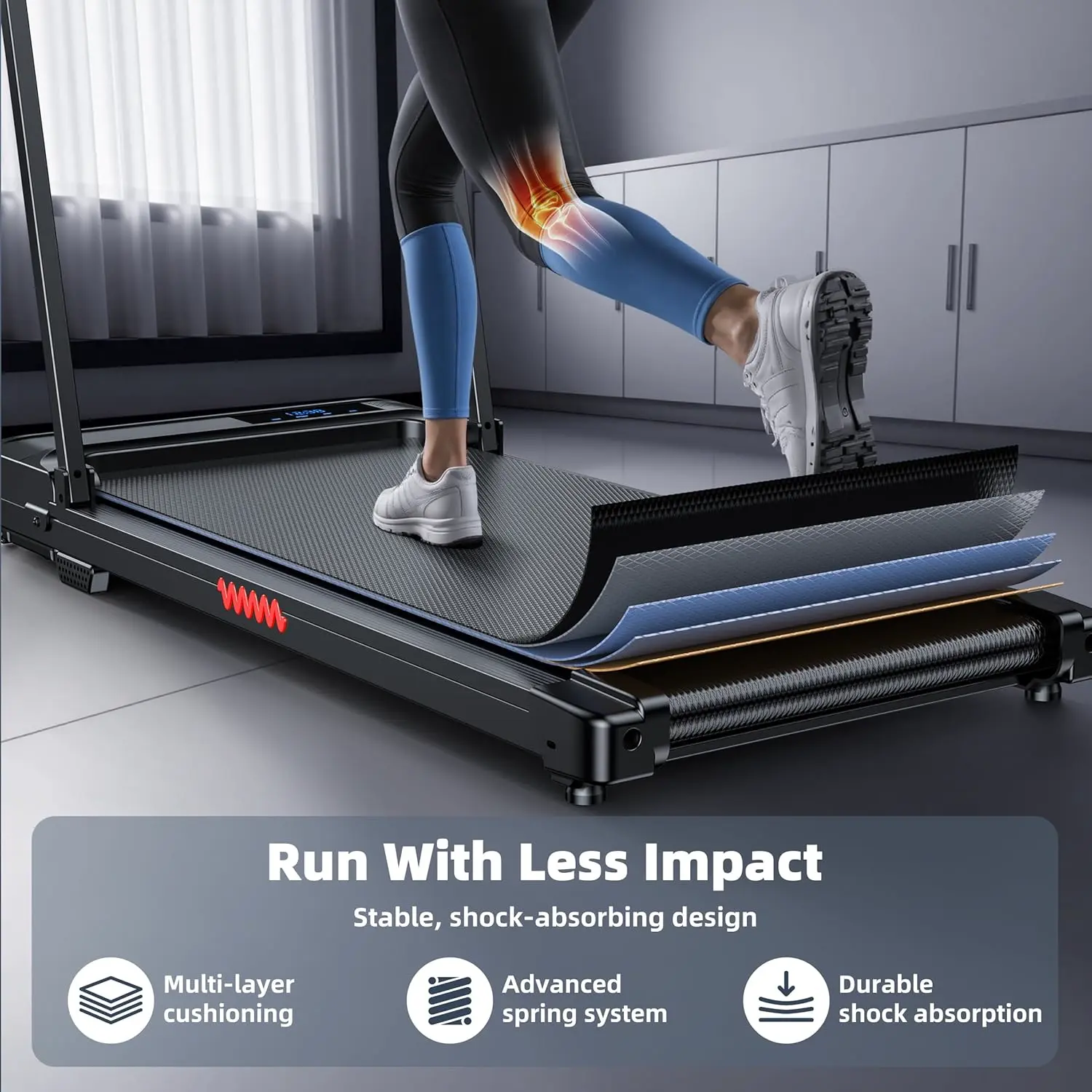 Cinta de correr plegable FoldFit con barra de apoyo — imagen 4